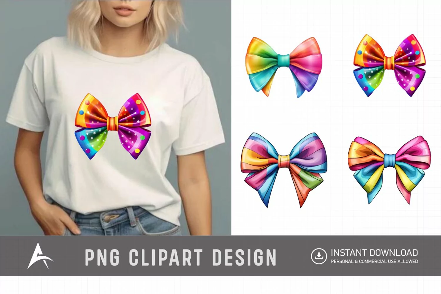 Watercolor Colorful Bows Clipart product image 1