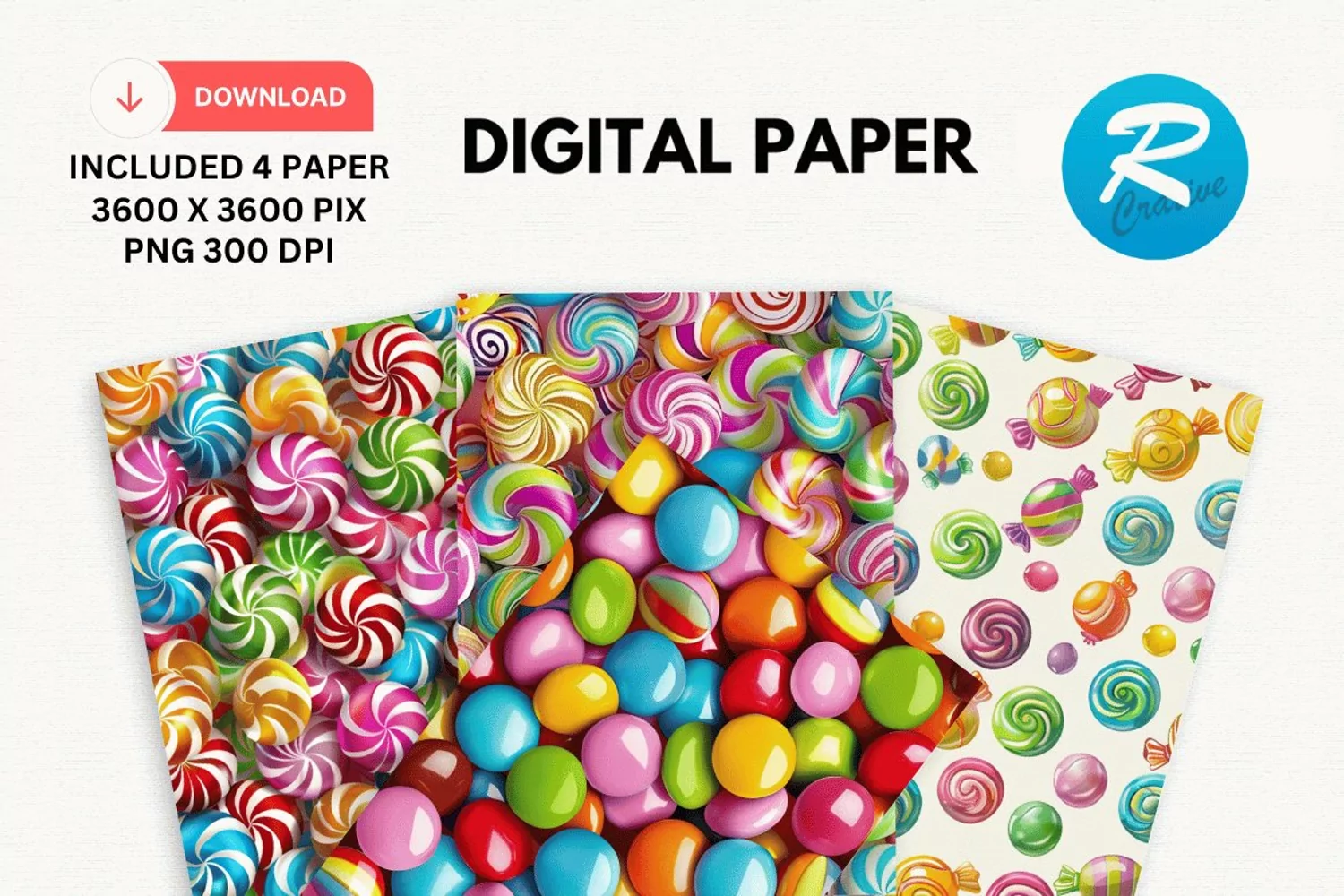 Colorful Candy Digital Paper, Candy Background product image 1