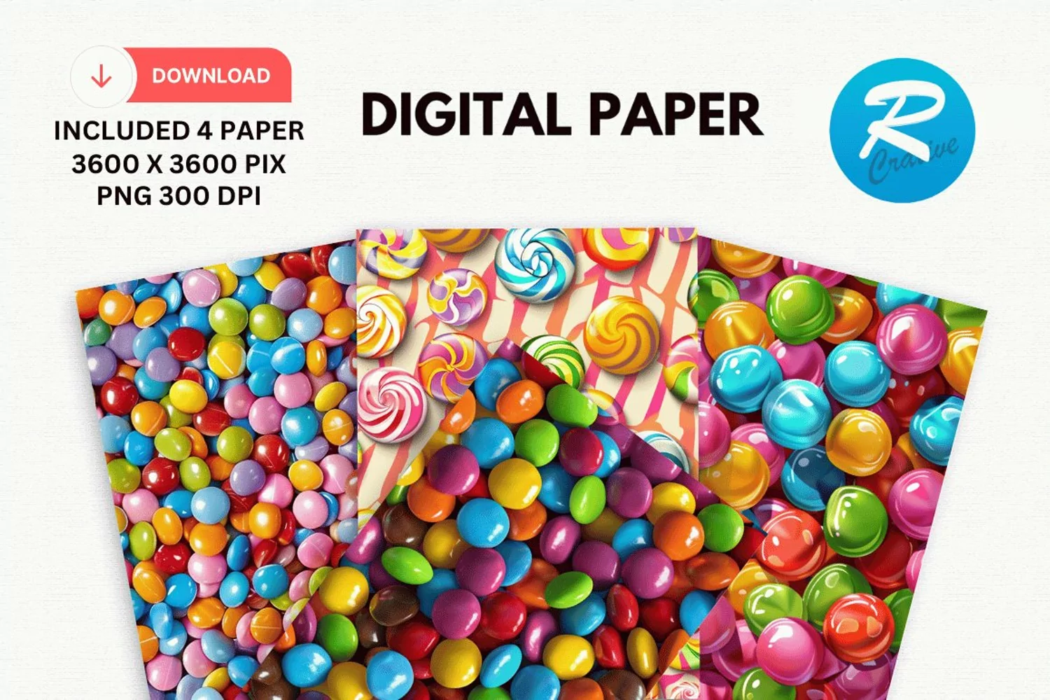 Colorful Candy Digital Paper, Candy Background product image 1