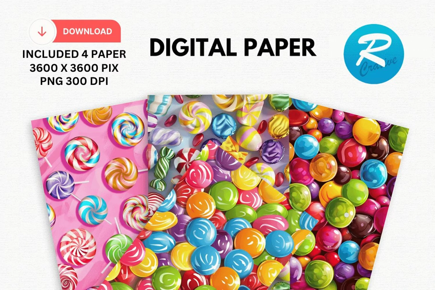 Colorful Candy Digital Paper, Candy Background product image 1
