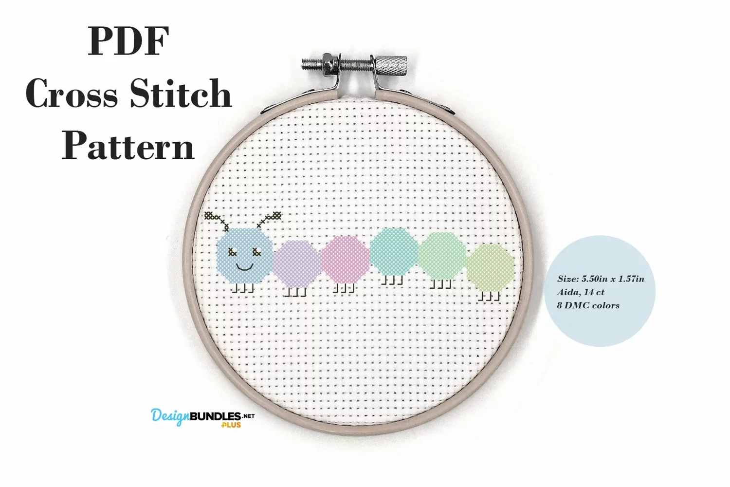 Colorful Caterpillar Cross Stitch Pattern PDF File product image 1