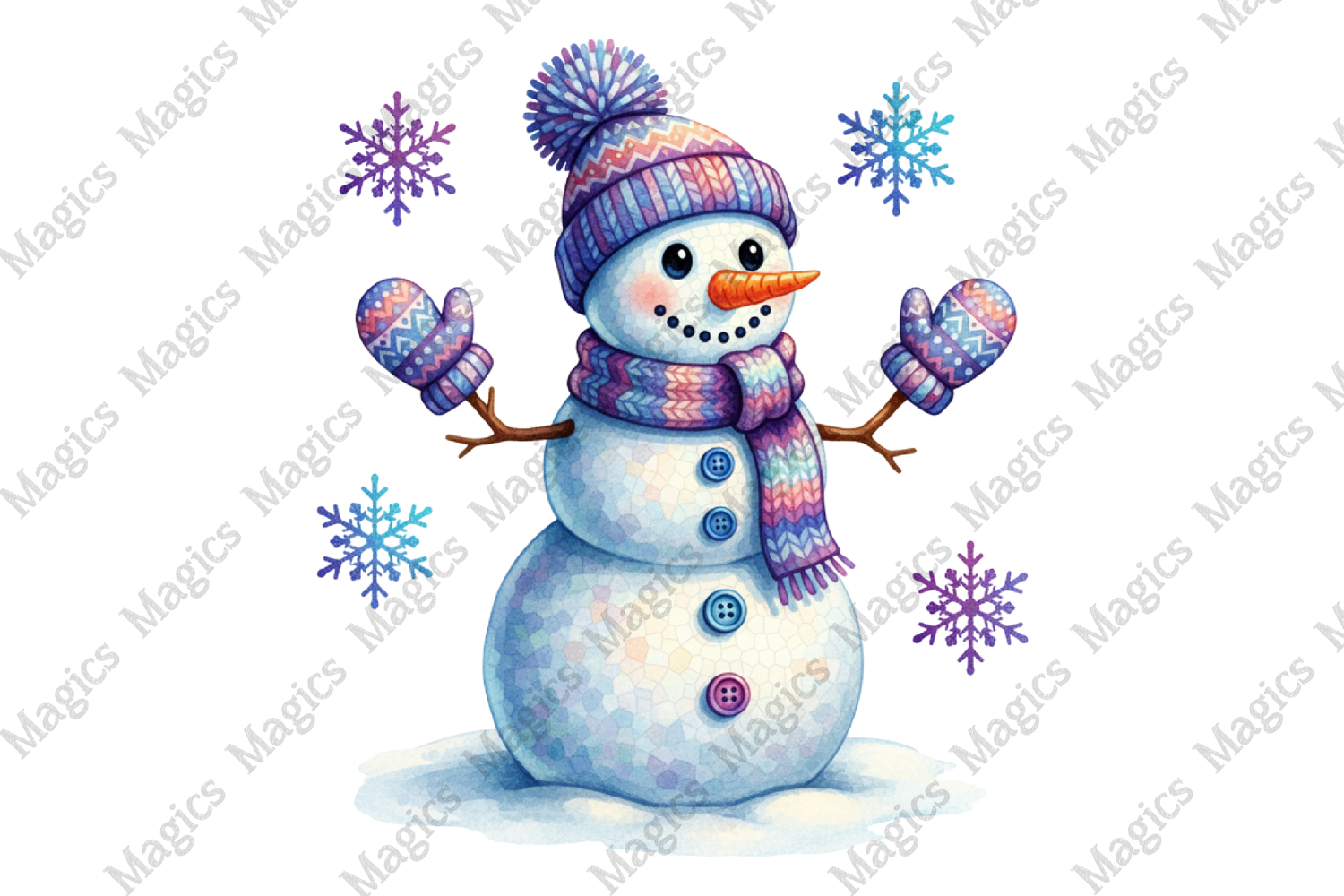 Colorful Christmas Disco Snowman Png product image 1