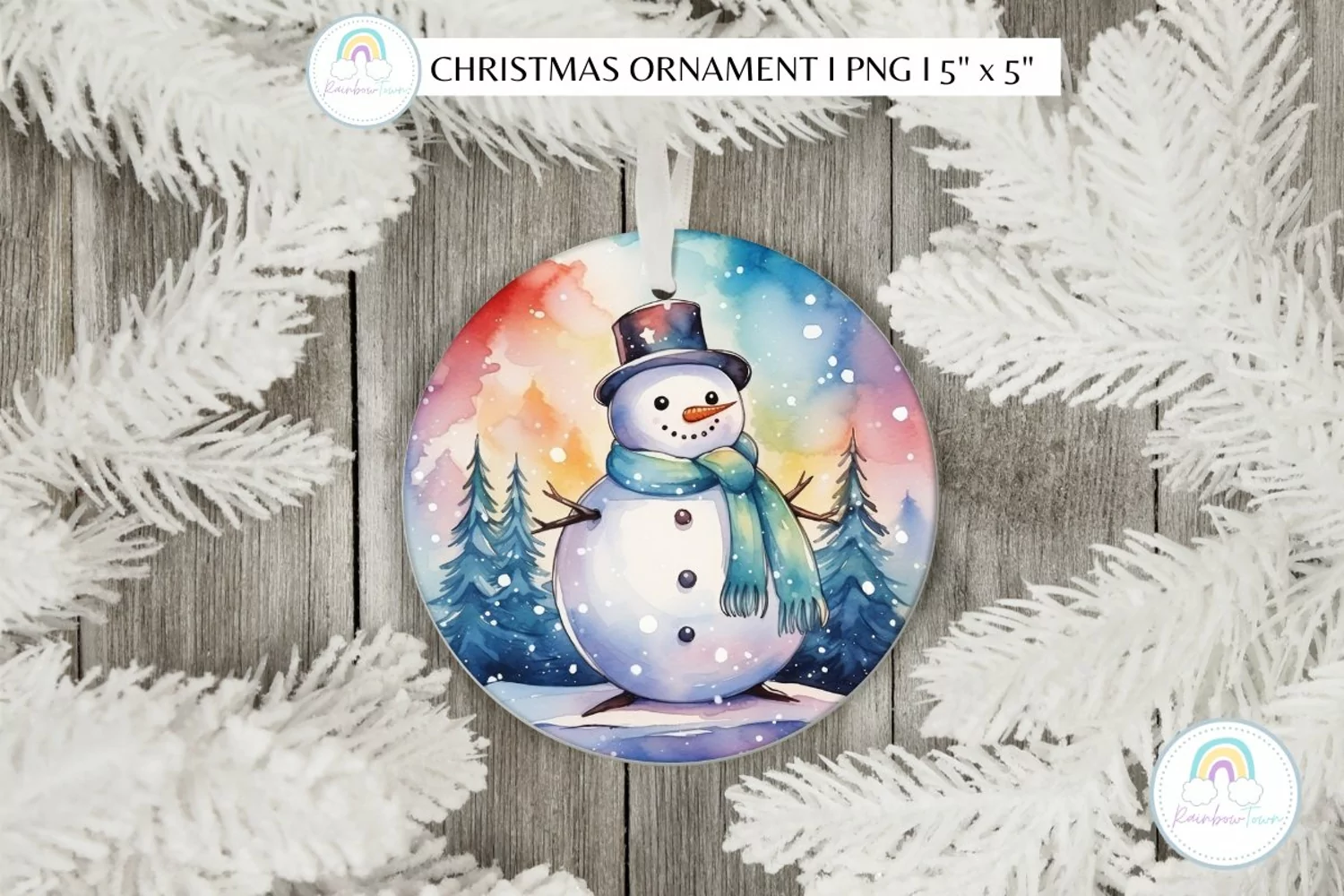Colorful Snowman Christmas Ornament Sublimation product image 1