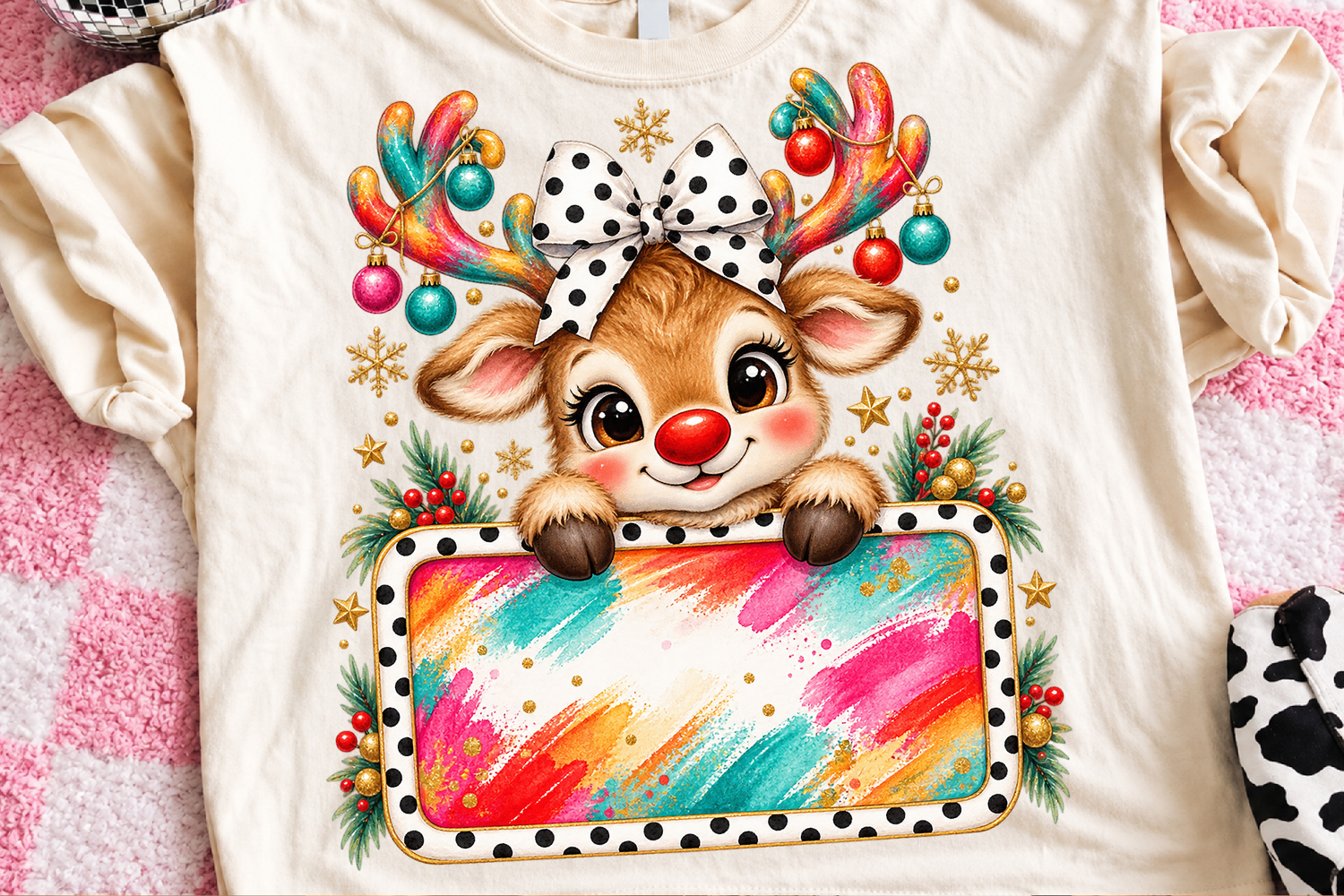 Colorful Christmas Reindeer Custom PNG product image 1
