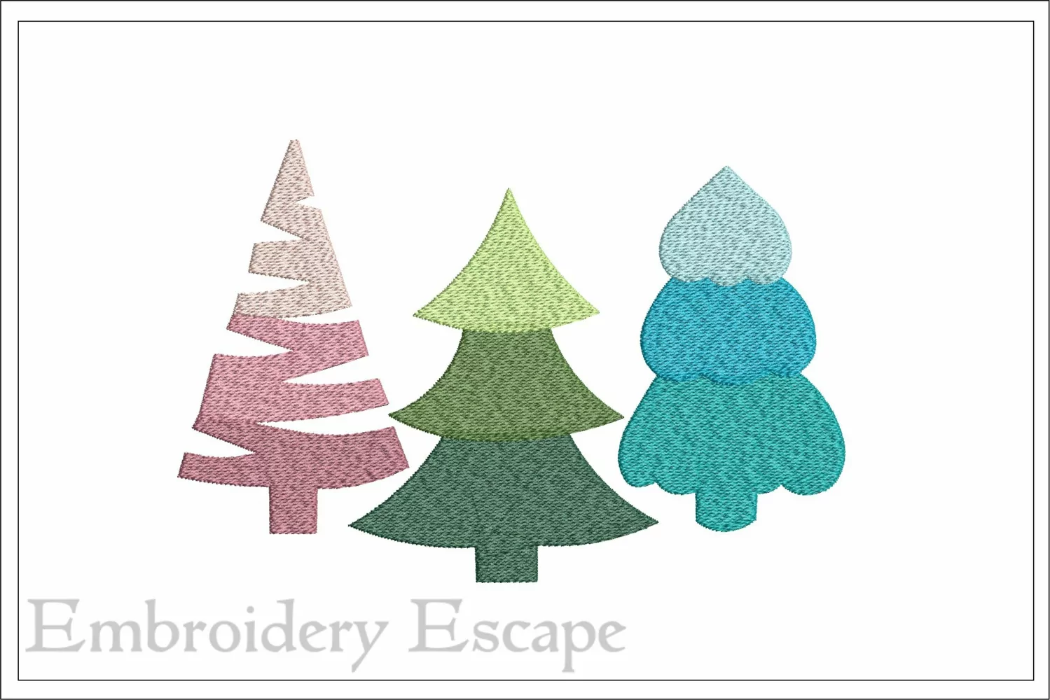 Colorful Christmas Trees Embroidery File product image 1