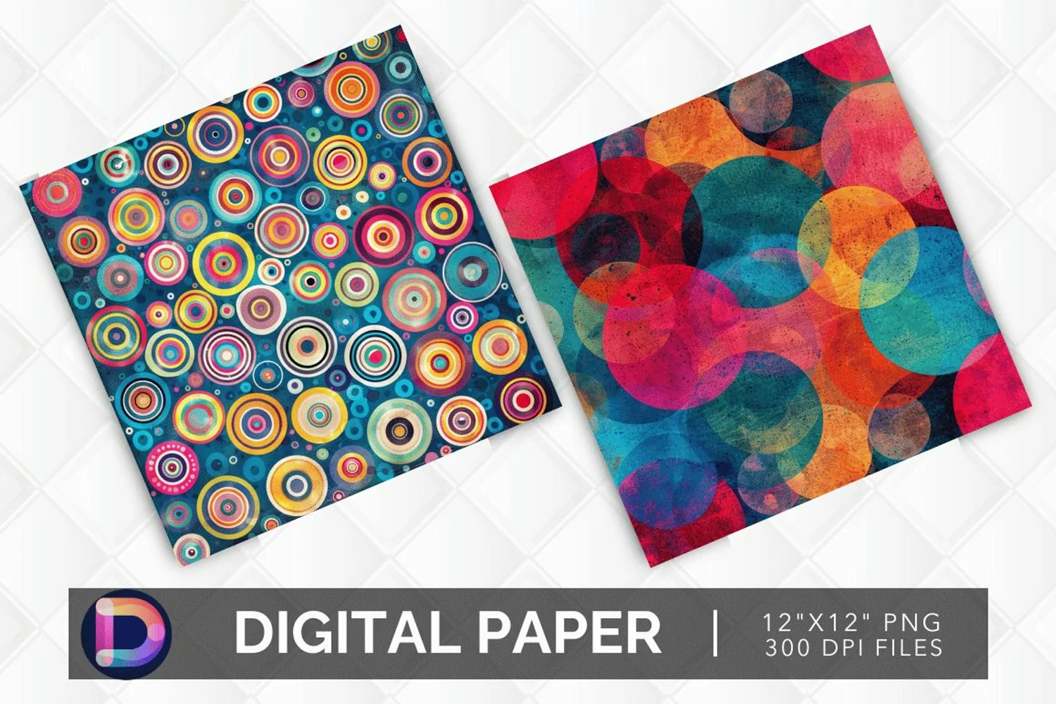 Colorful Circle Digital Paper product image 1