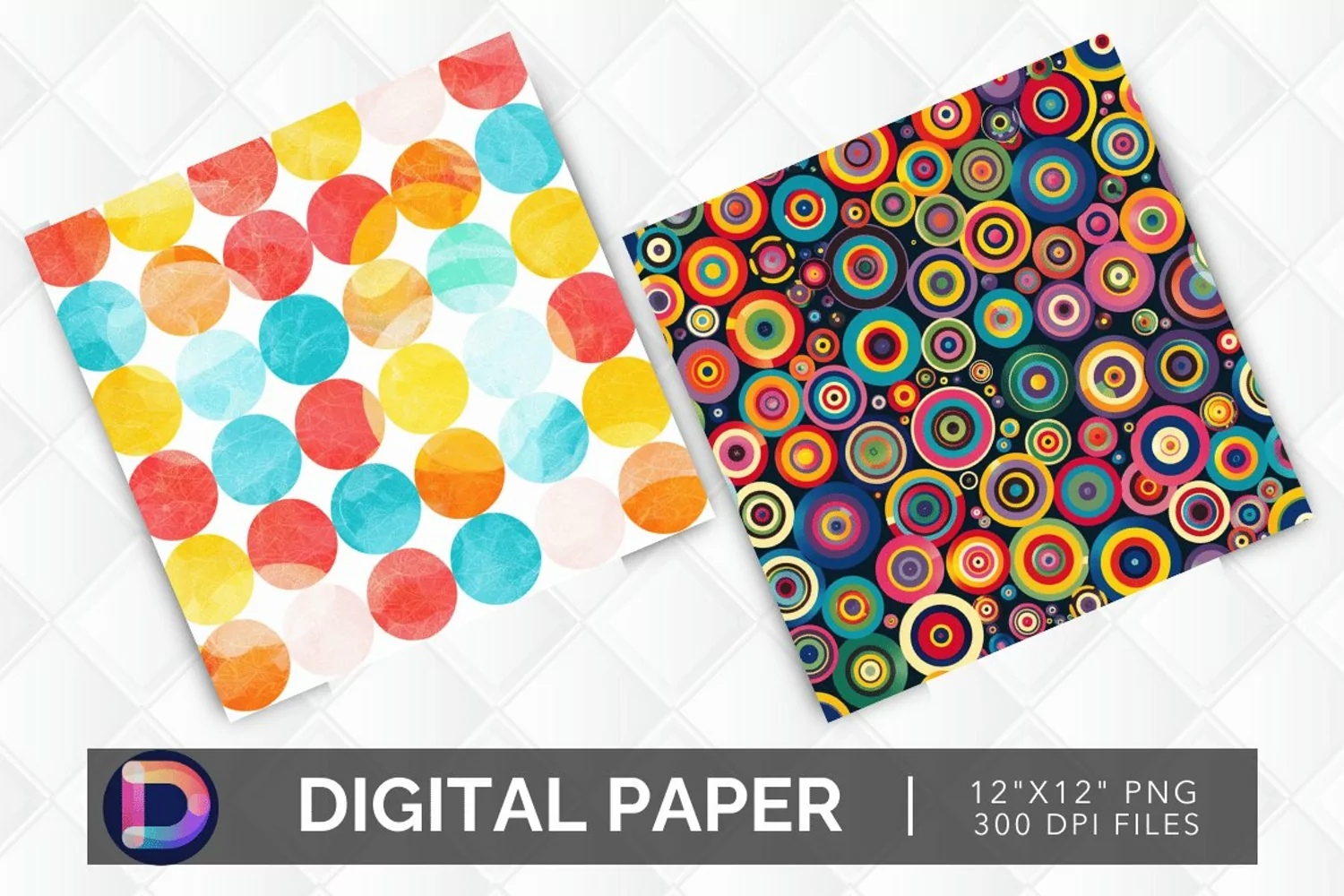 Colorful Circle Digital Paper product image 1