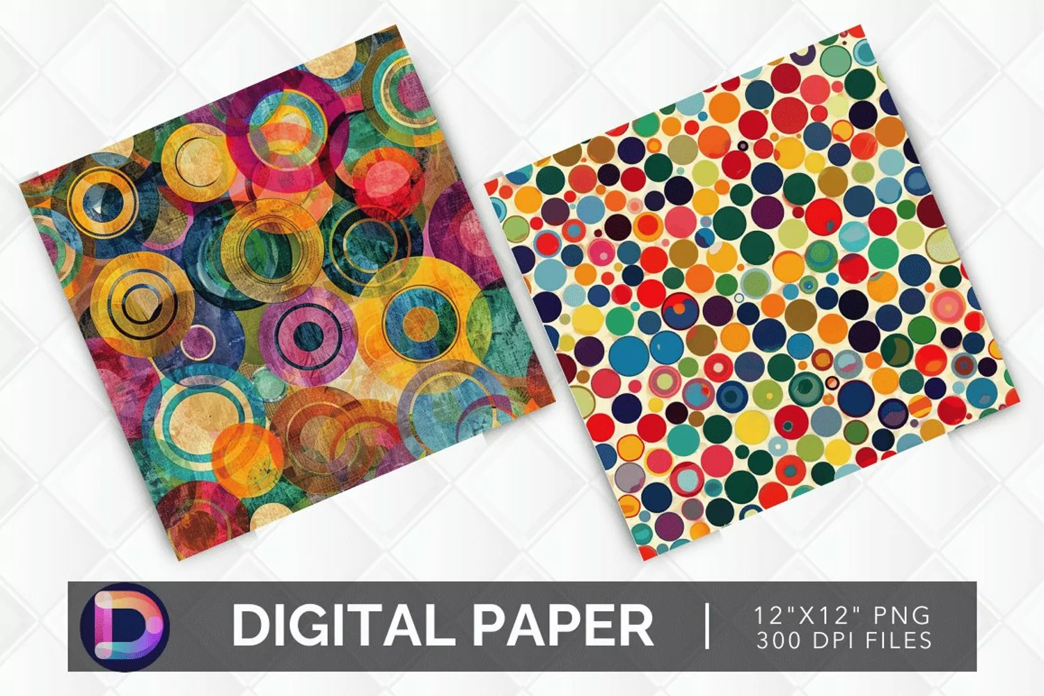 Colorful Circle Digital Paper product image 1