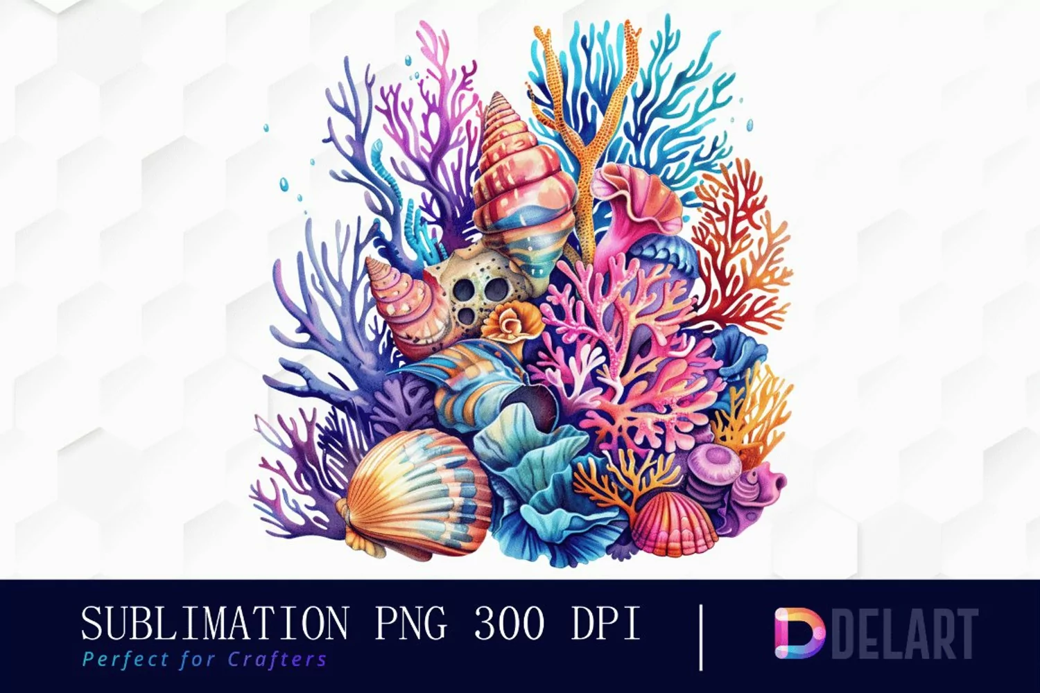 Colorful Coral Reef Sea Shell Graphics Clipart product image 1