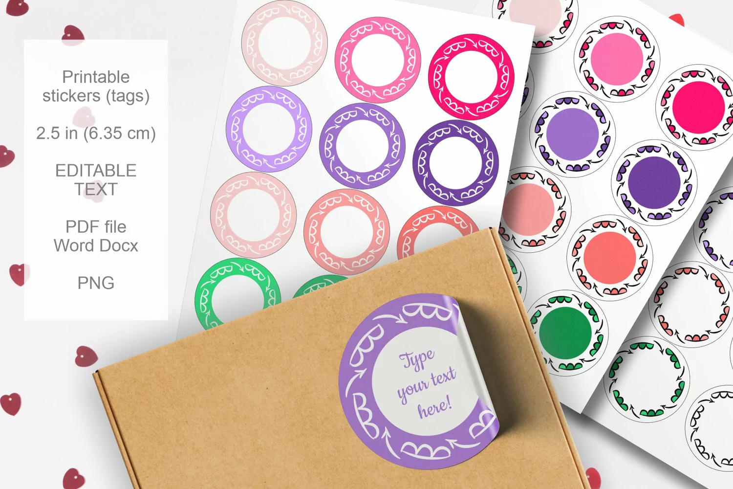Colorful Doodles Round Labels 12 per paper 2.5 in