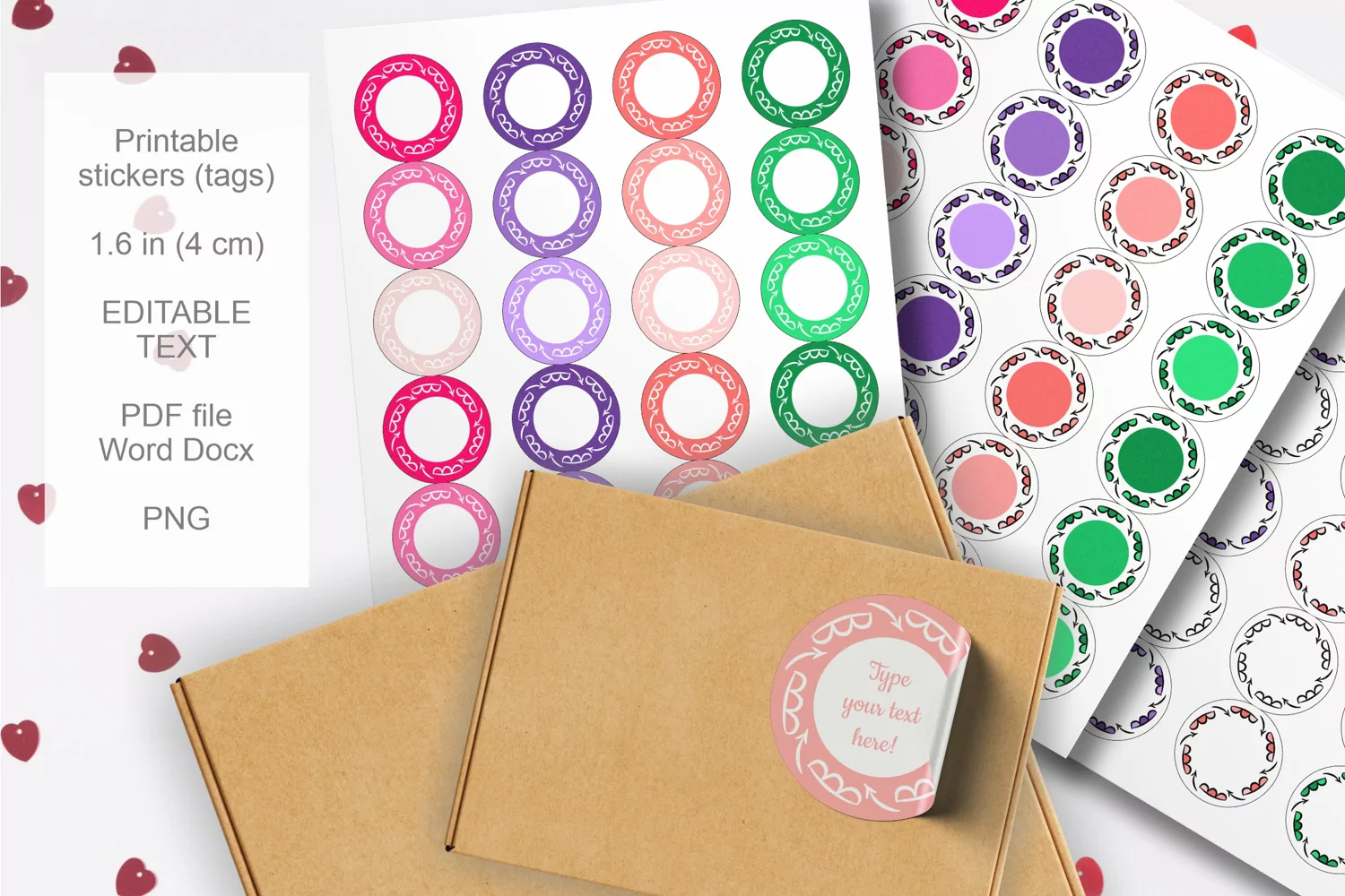 Colorful Doodles Small Round Labels 24 per Paper