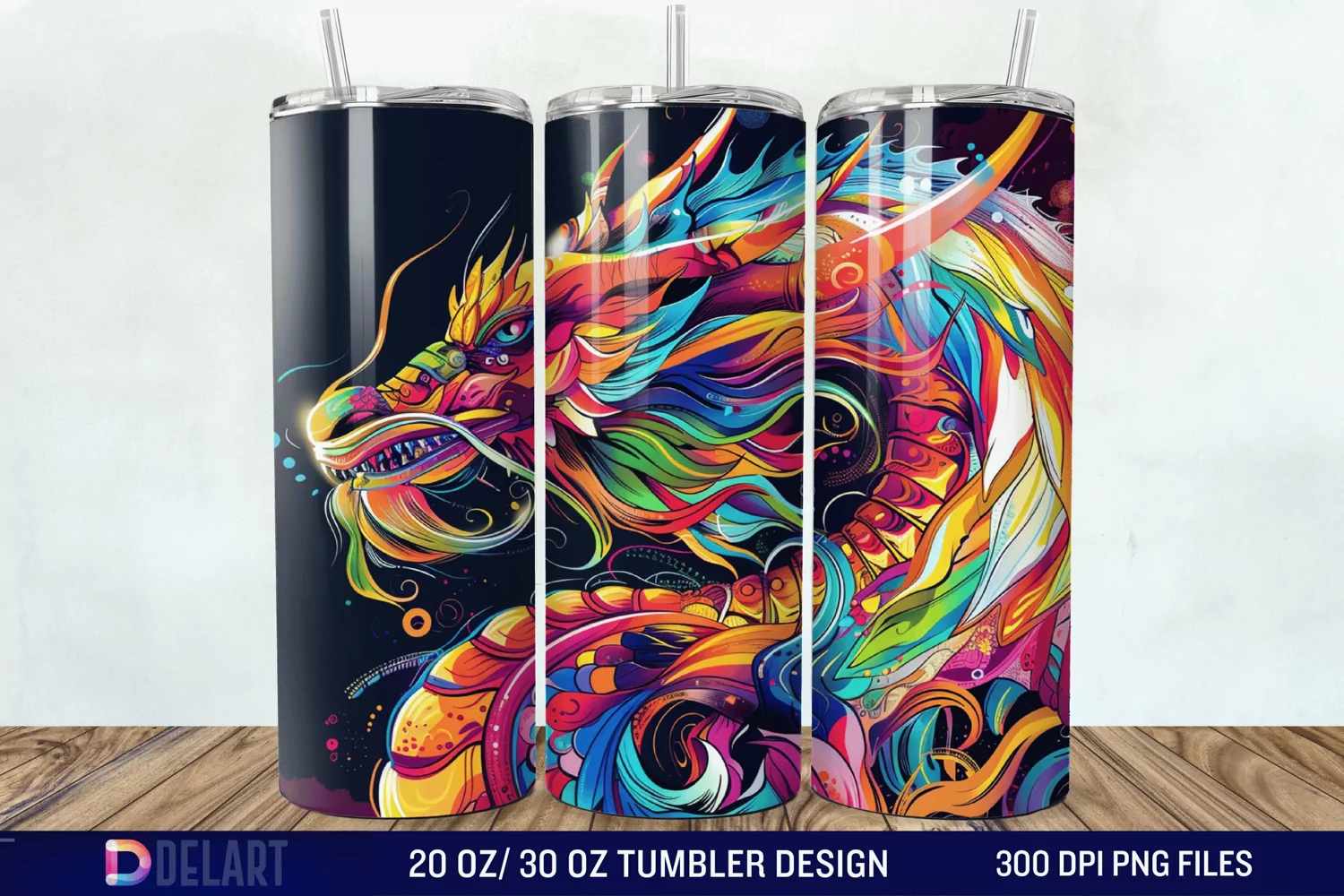 3D Tranquil Desert Oasis Stained Glass Tumbler Wrap product image 1