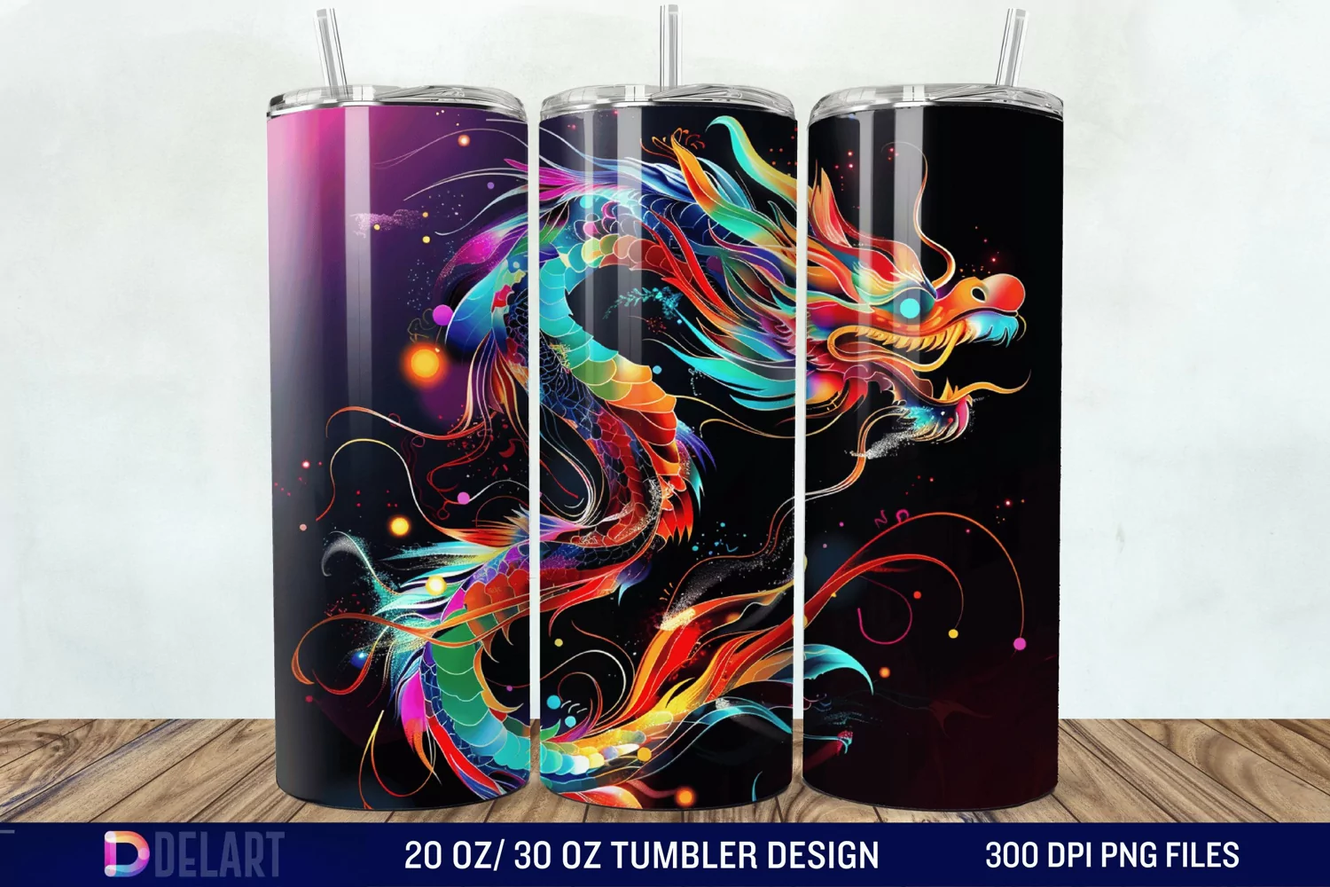 Colorful Dragon Tumbler Wrap product image 1