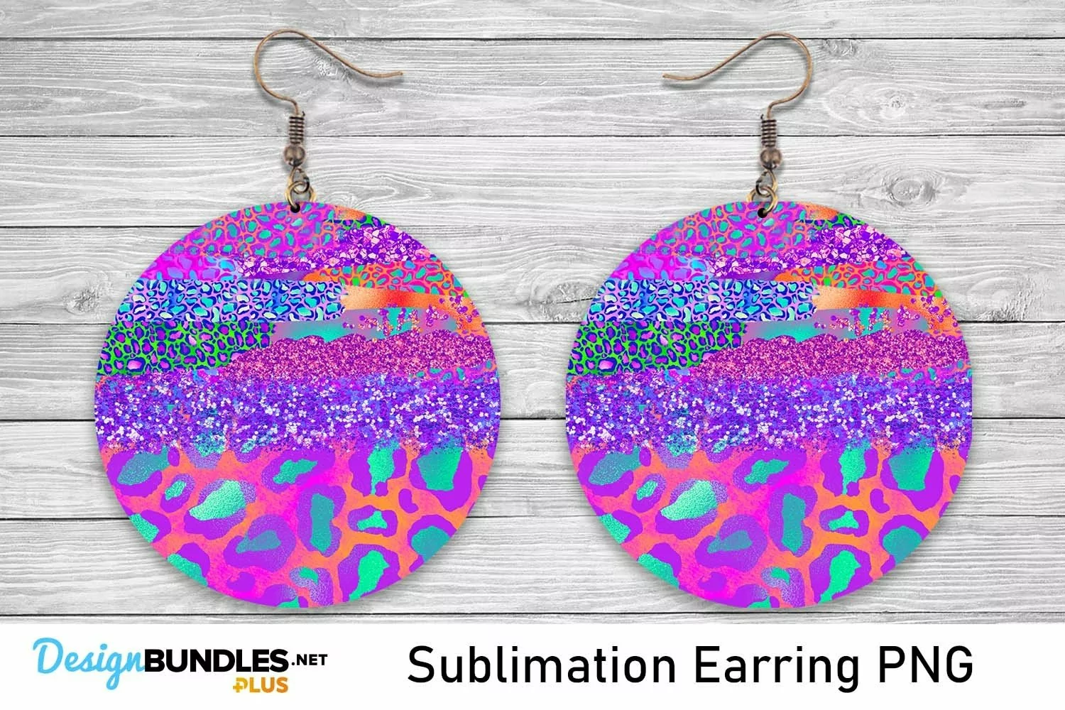 Sublimation Purple and Pinks Leopard Earrings - Sublimation product image 1
