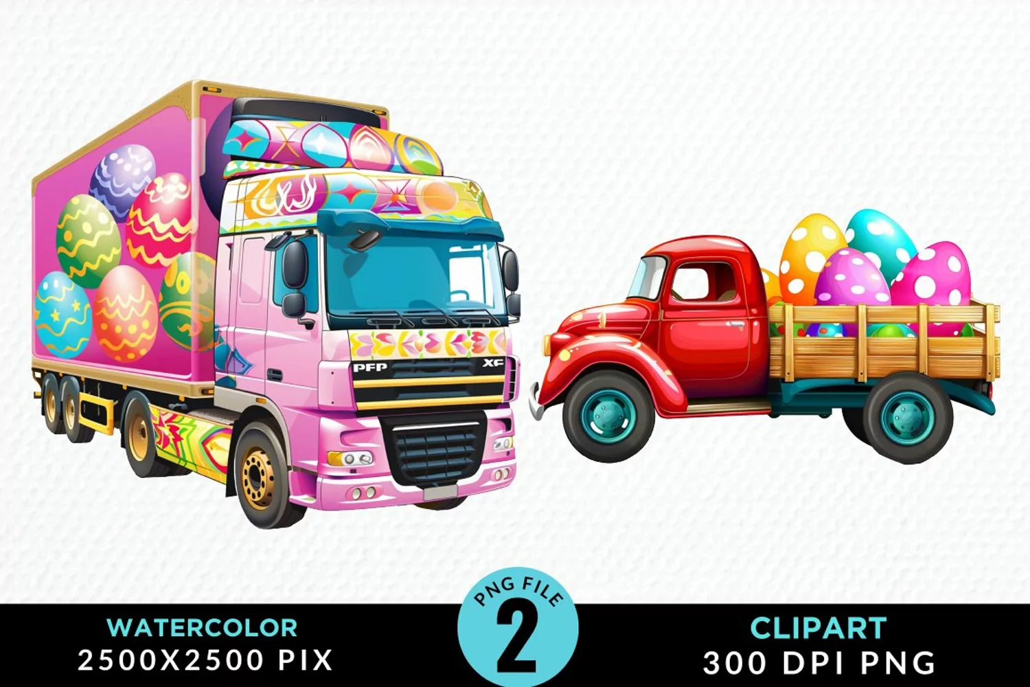 Colorful Easter Eggs Truck Fun Clipart product image 1