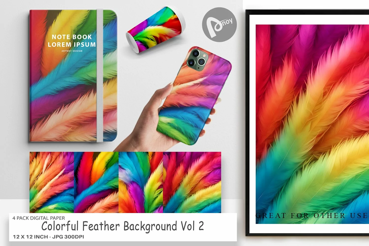 Digital Paper Colorful Feather product image 1