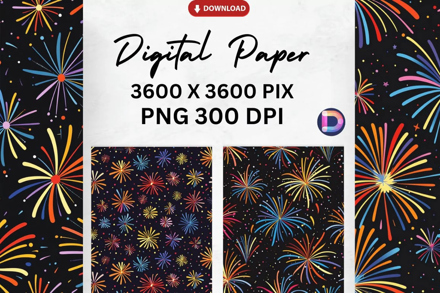 Colorful Fireworks Digital Paper product image 1
