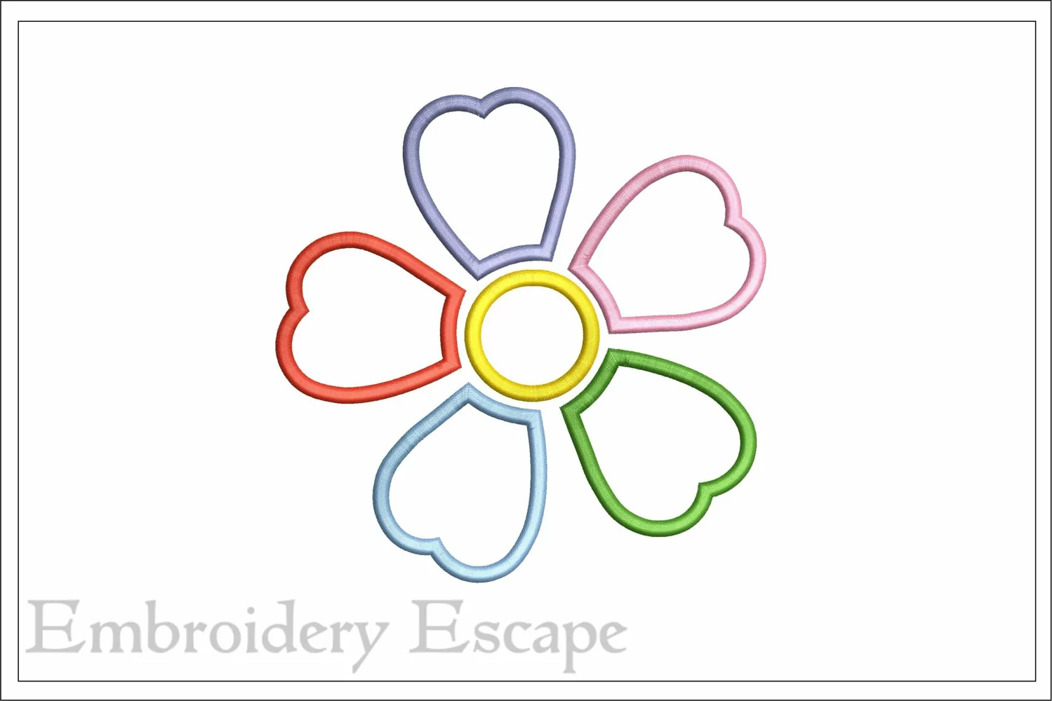Colorful flower applique embroidery design, rainbow flower product image 1