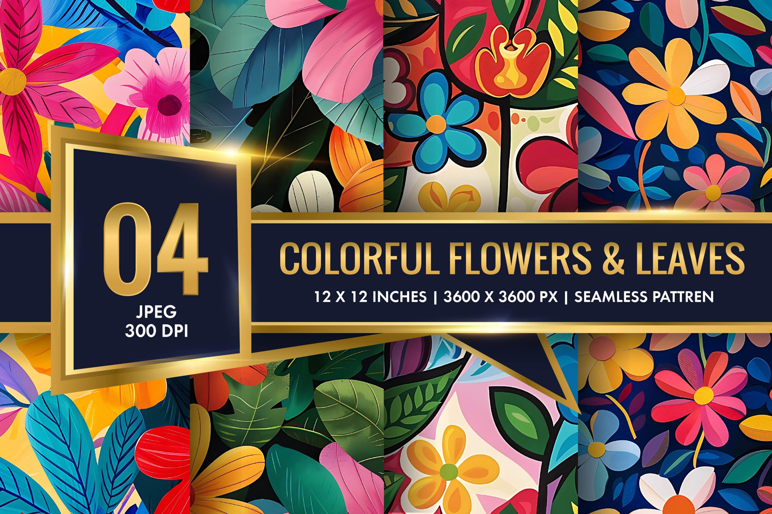 Vibrant Floral Scene Colorful Flowers and Lush Leaves DP product image 1