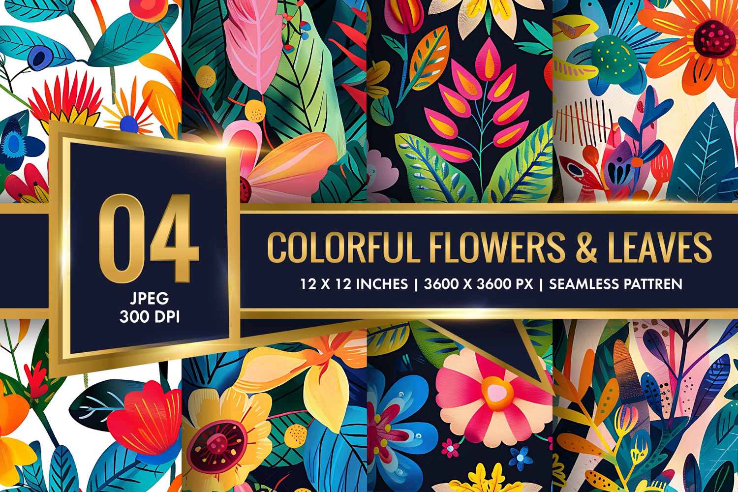 Vibrant Floral Scene Colorful Flowers and Lush Leaves DP product image 1