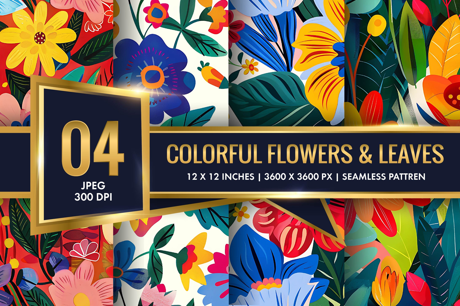 Vibrant Floral Scene Colorful Flowers and Lush Leaves DP product image 1