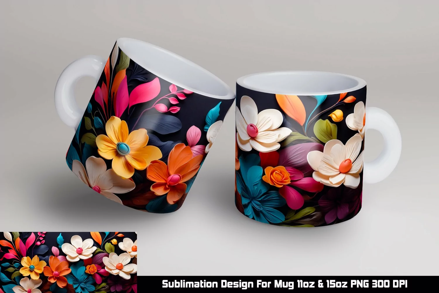 Colorful Flowers Mug sublimation product image 1