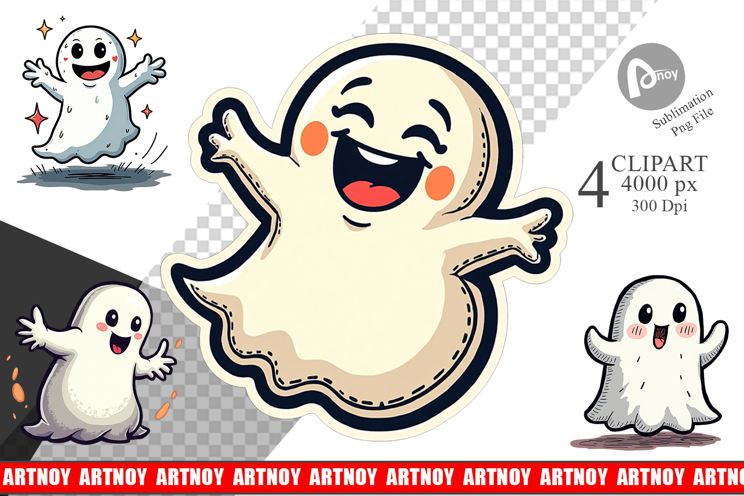 Colorful Ghost Clipart product image 1