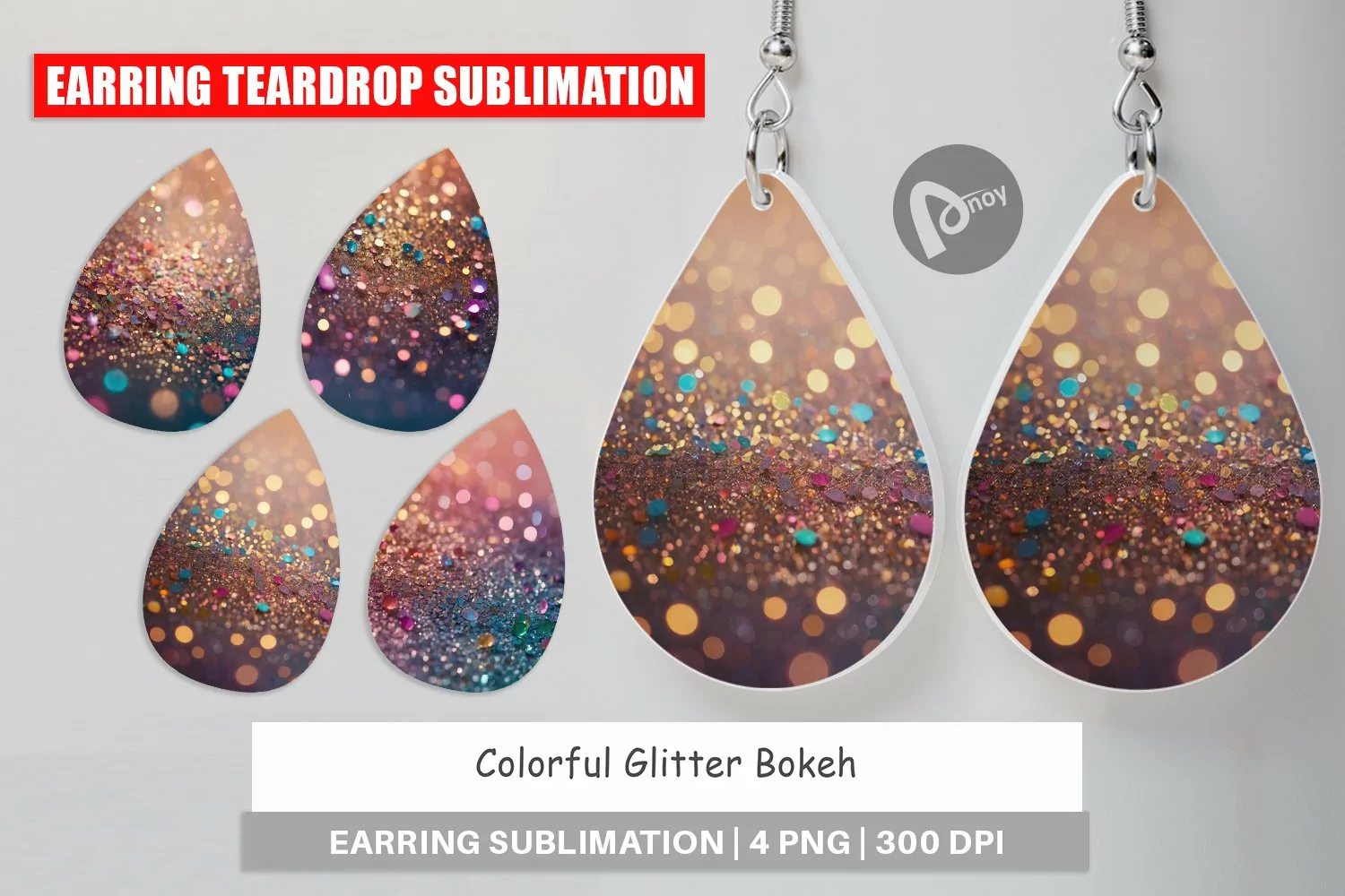 Earring Teardrop Colorful Glitter Bokeh product image 1
