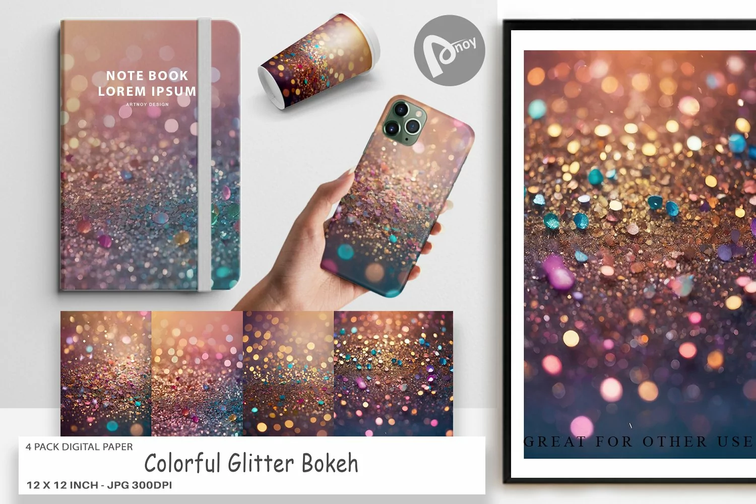 Digital Paper Colorful Glitter Bokeh product image 1