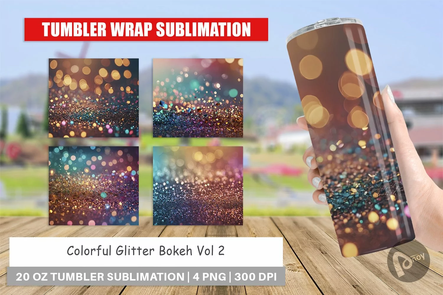 Tumbler Wrap Colorful Glitter Bokeh product image 1