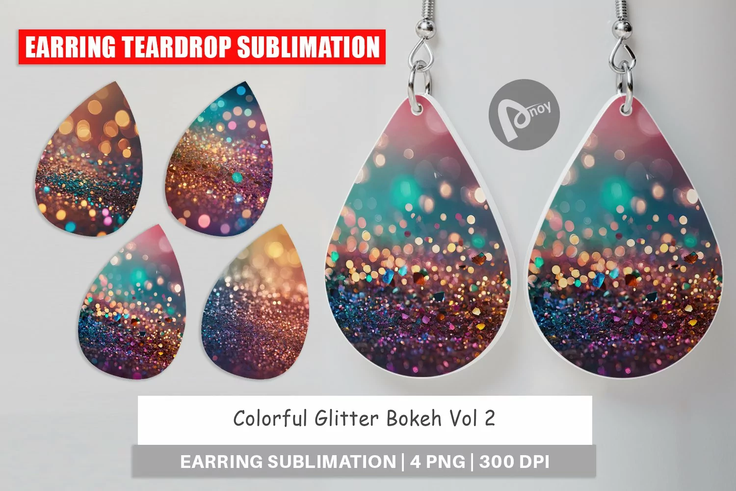 Earring Teardrop Colorful Glitter Bokeh product image 1