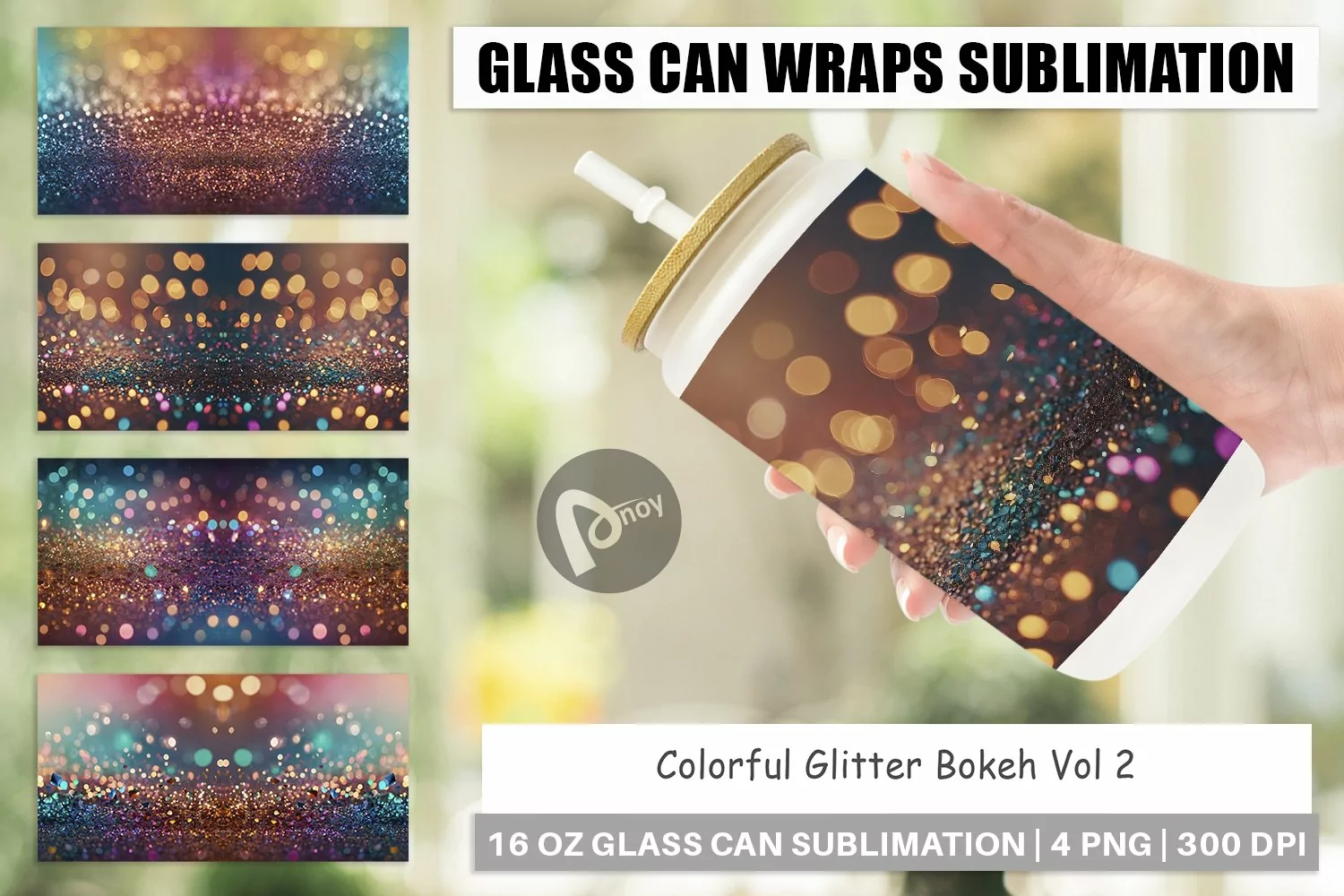 Glass Can Wraps Colorful Glitter Bokeh product image 1