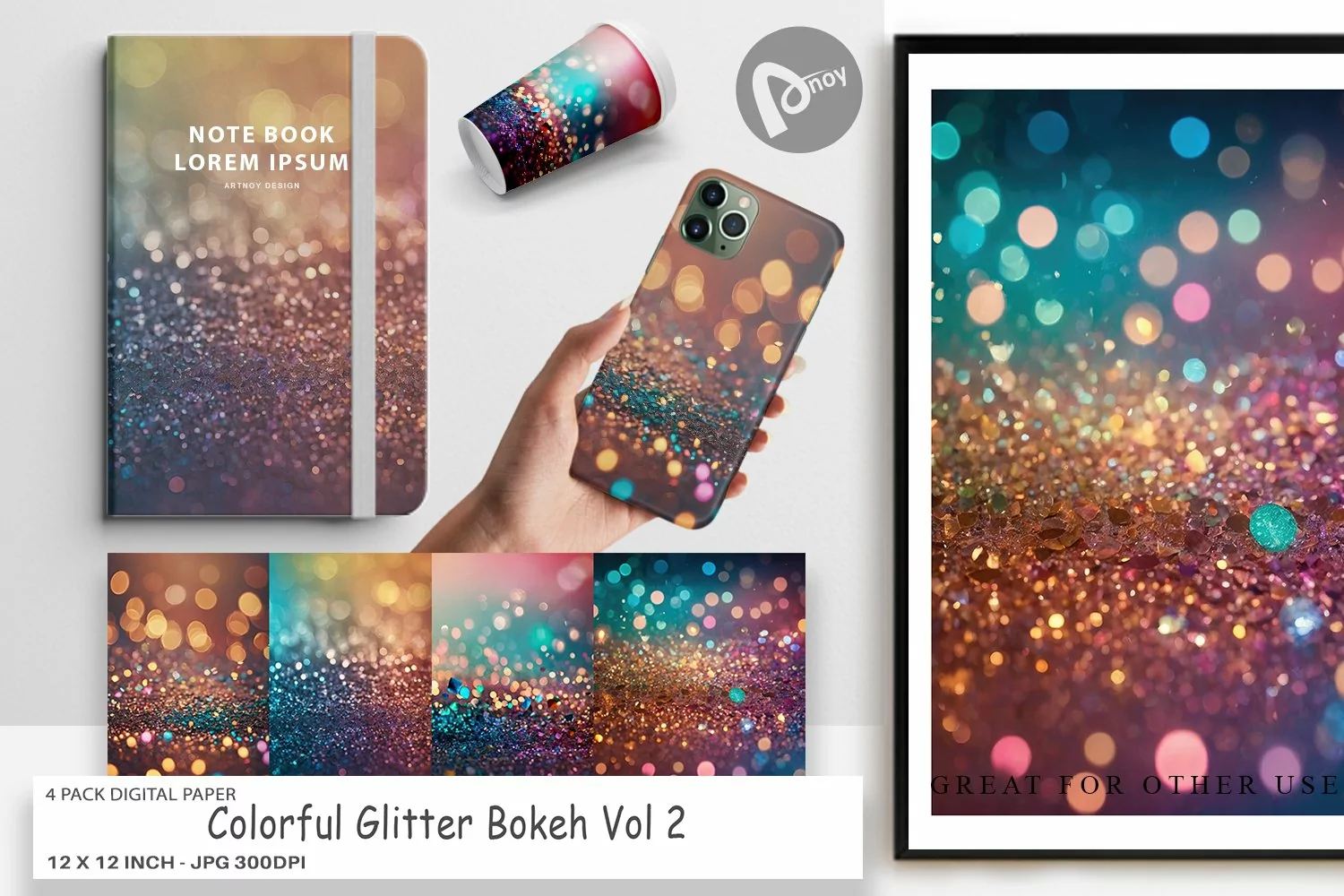Digital Paper Colorful Glitter Bokeh product image 1