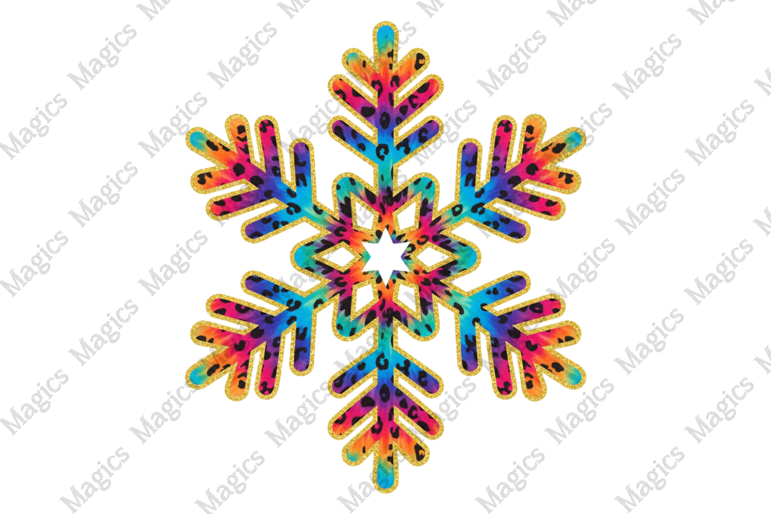 Colorful Glitter Christmas Snowflake PNG product image 1