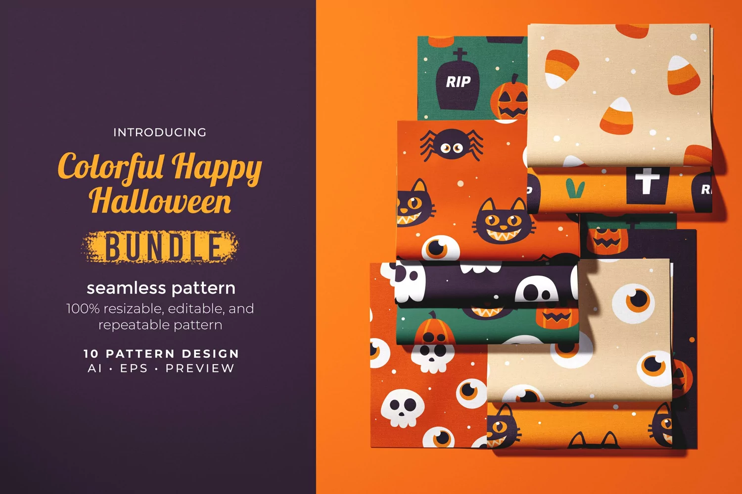 Colorful Happy Halloween - Seamless Pattern product image 1