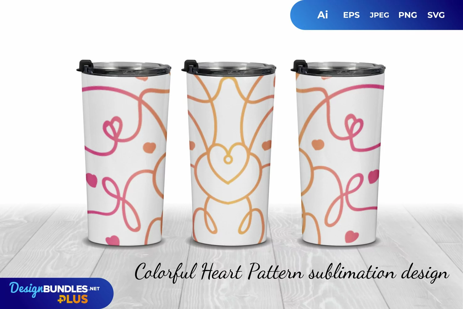 Colorful Heart Pattern Tumbler Wrap Design product image 1