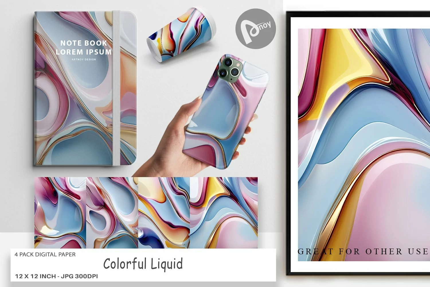 Digital Paper Colorful Liquid product image 1