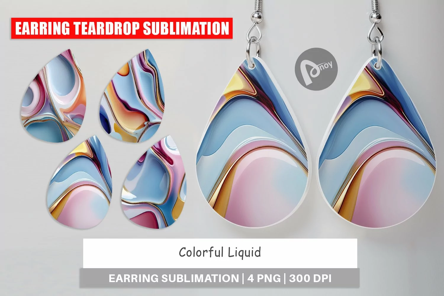 Earring Teardrop Colorful Liquid product image 1