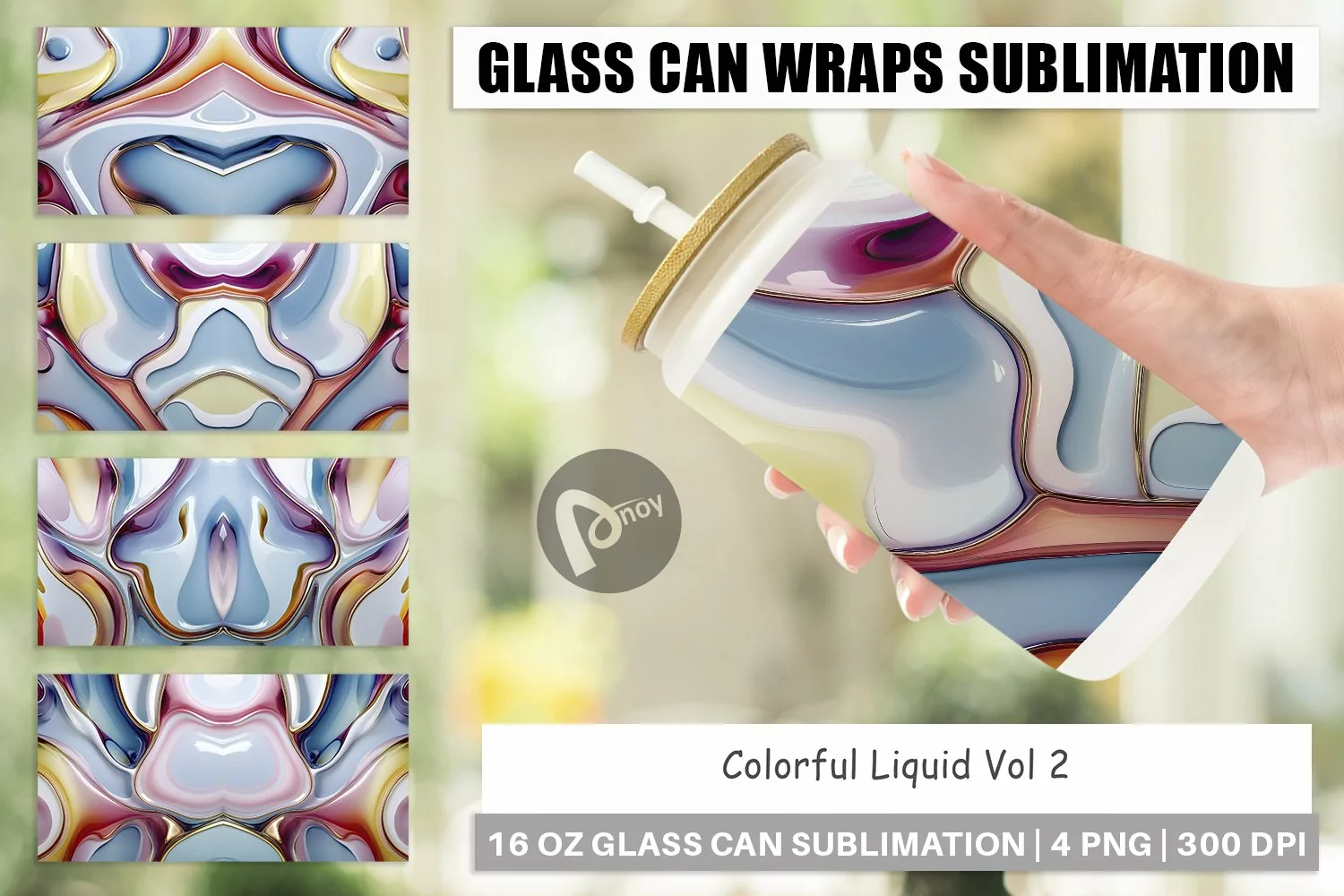 Glass Can Wraps Colorful Liquid product image 1