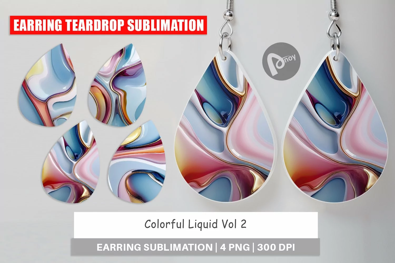 Earring Teardrop Colorful Liquid product image 1