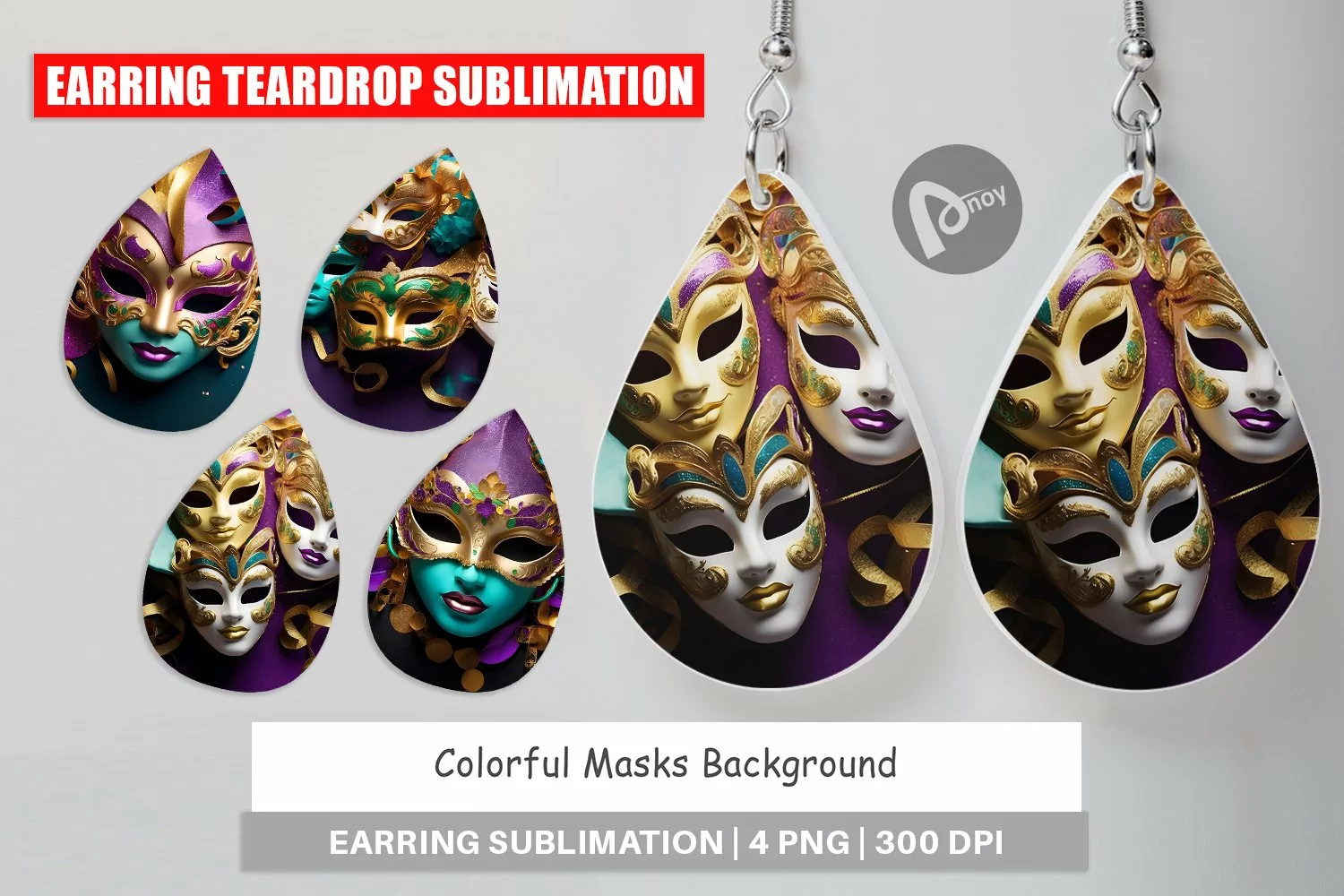 Earring Teardrop Mardi Gras Masks product image 1