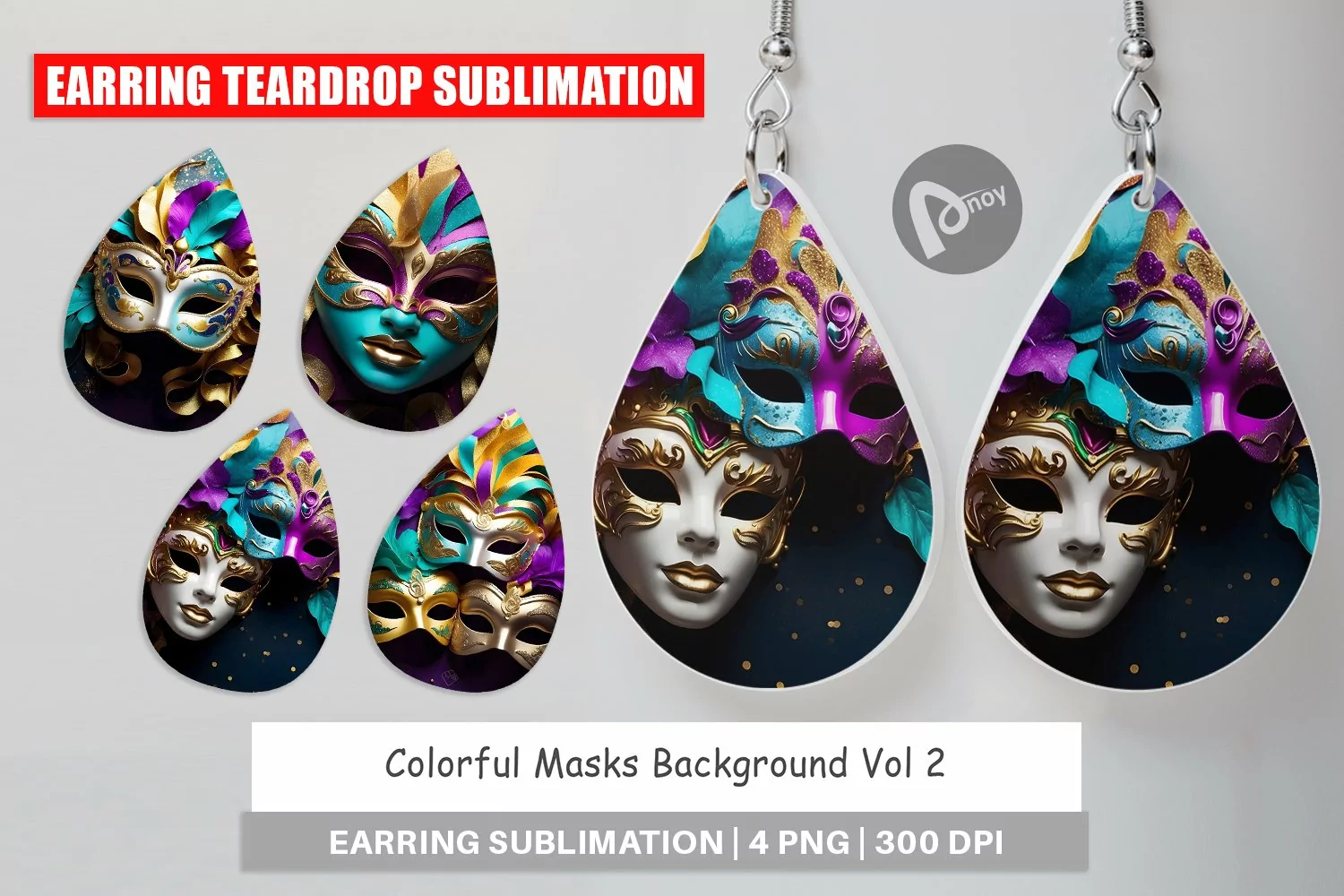 Earring Teardrop Mardi Gras Masks product image 1