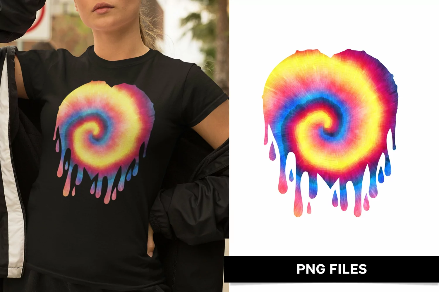 Melting Multicolor Tie Dye Heart Shape Design product image 1
