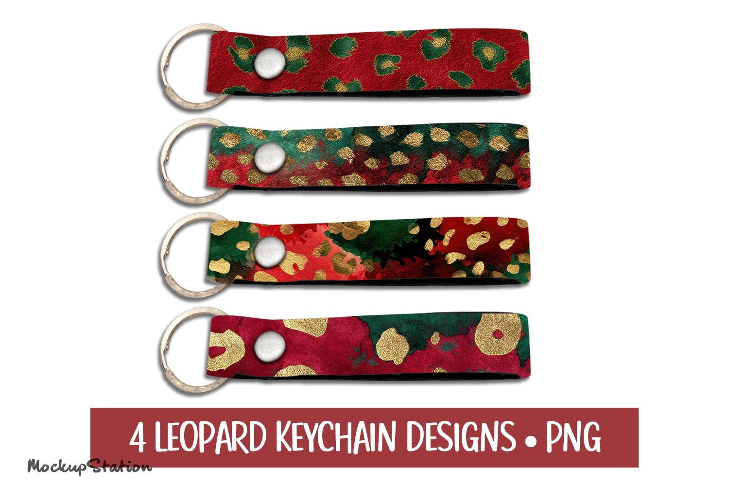 Leopard Keychain Wristlet PNG, Cheetah Pattern Sublimation product image 1
