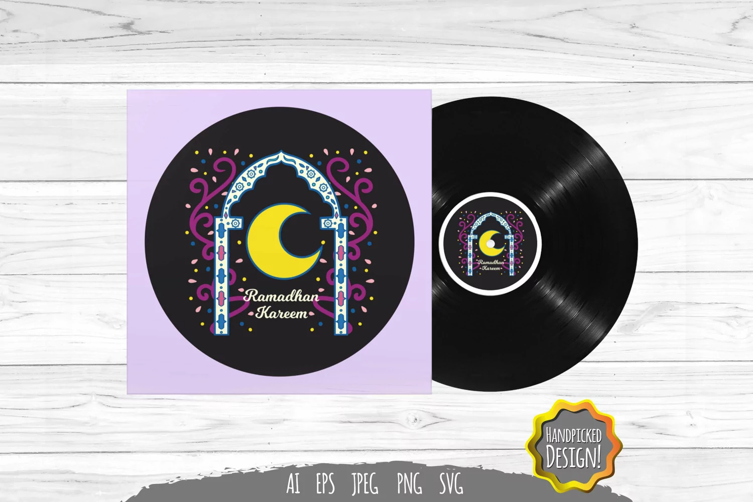 Colorful Mosque Arch and Moon SVG product image 1