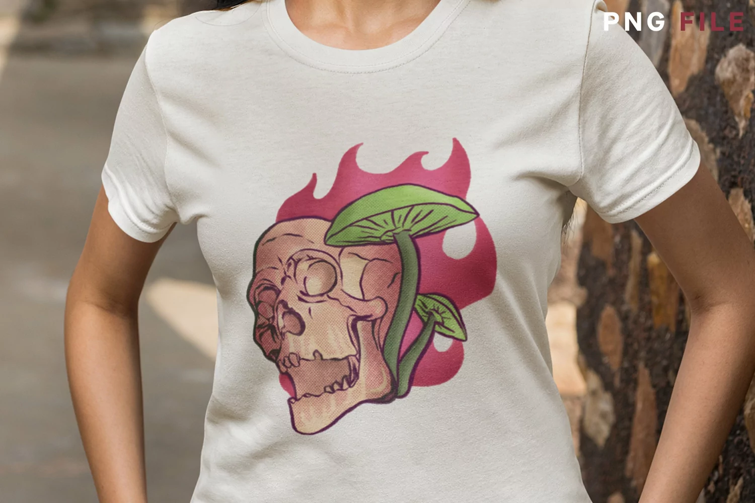 Skull and Mushrooms with Burning Fire, Digital Painting product image 1