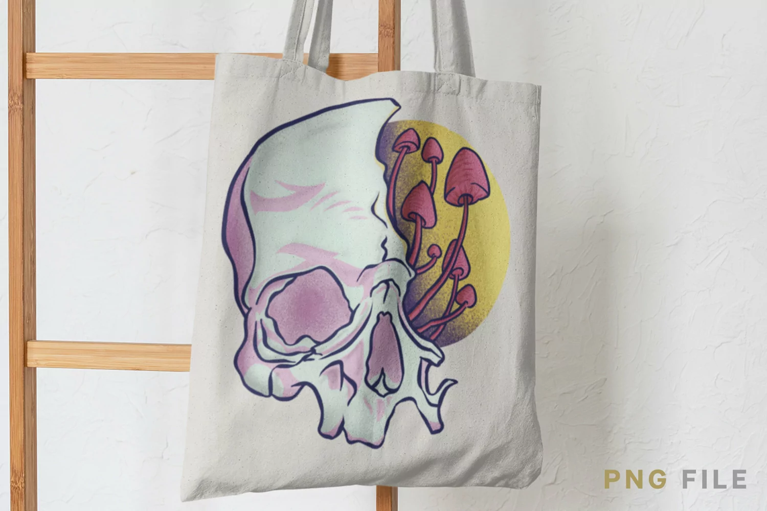 Broken Skull and Growing Mushrooms on Moon, Digital Painting product image 1