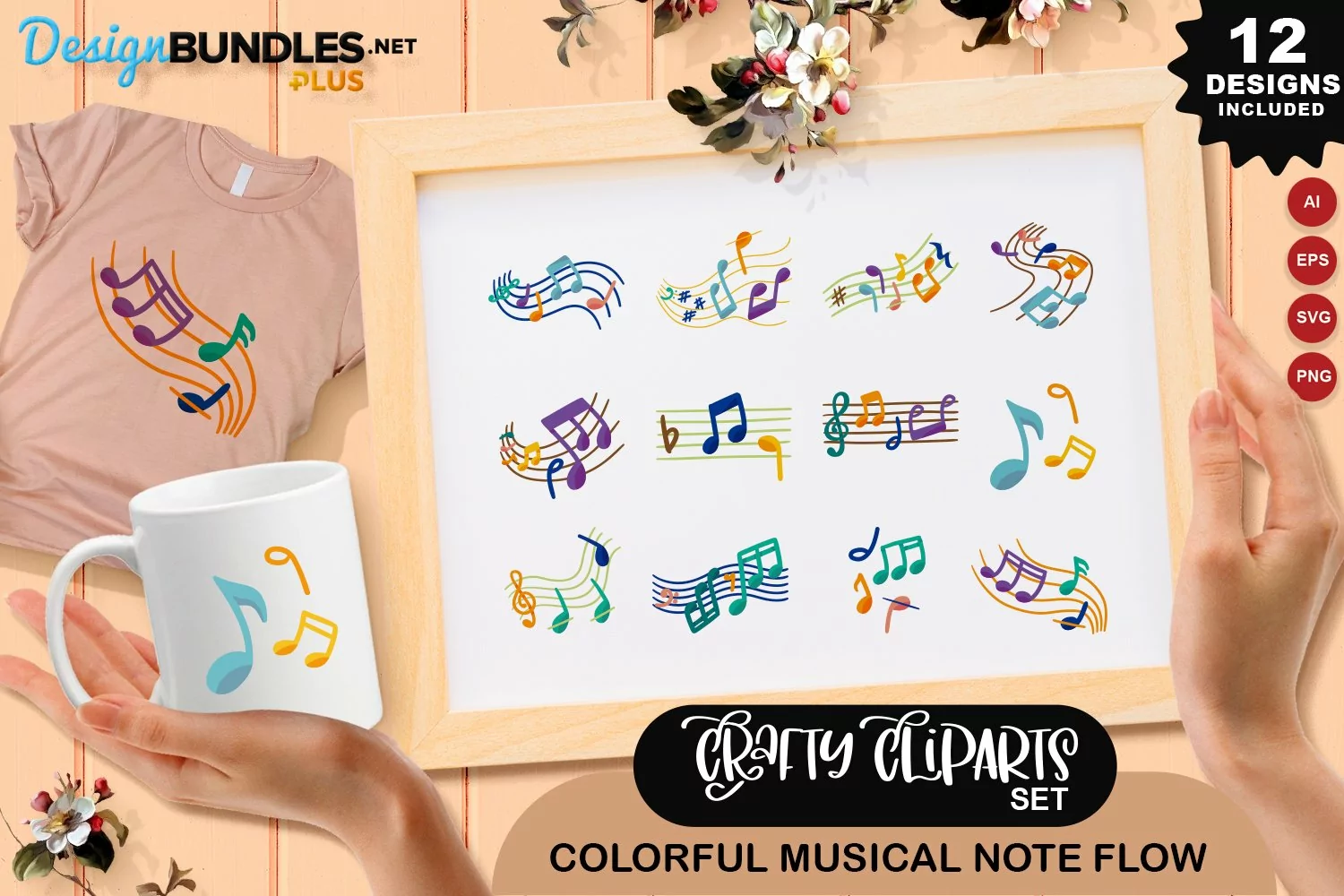 Colorful Musical Note Flow Clipart Set product image 1