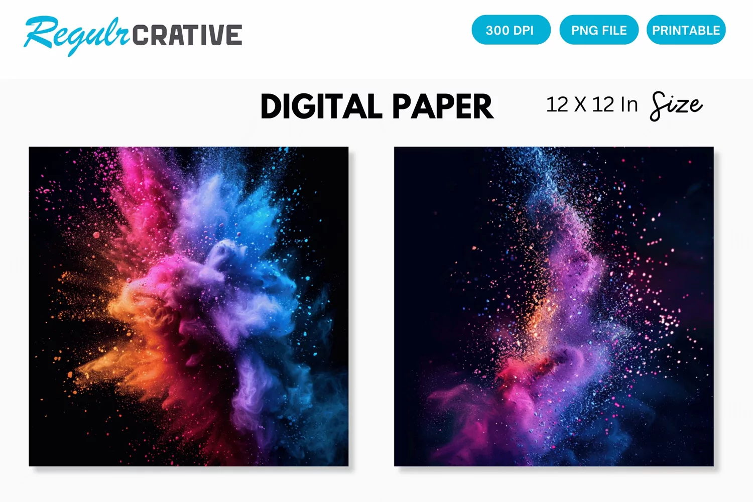 Colorful Neon Powder Texture Digital Paper product image 1