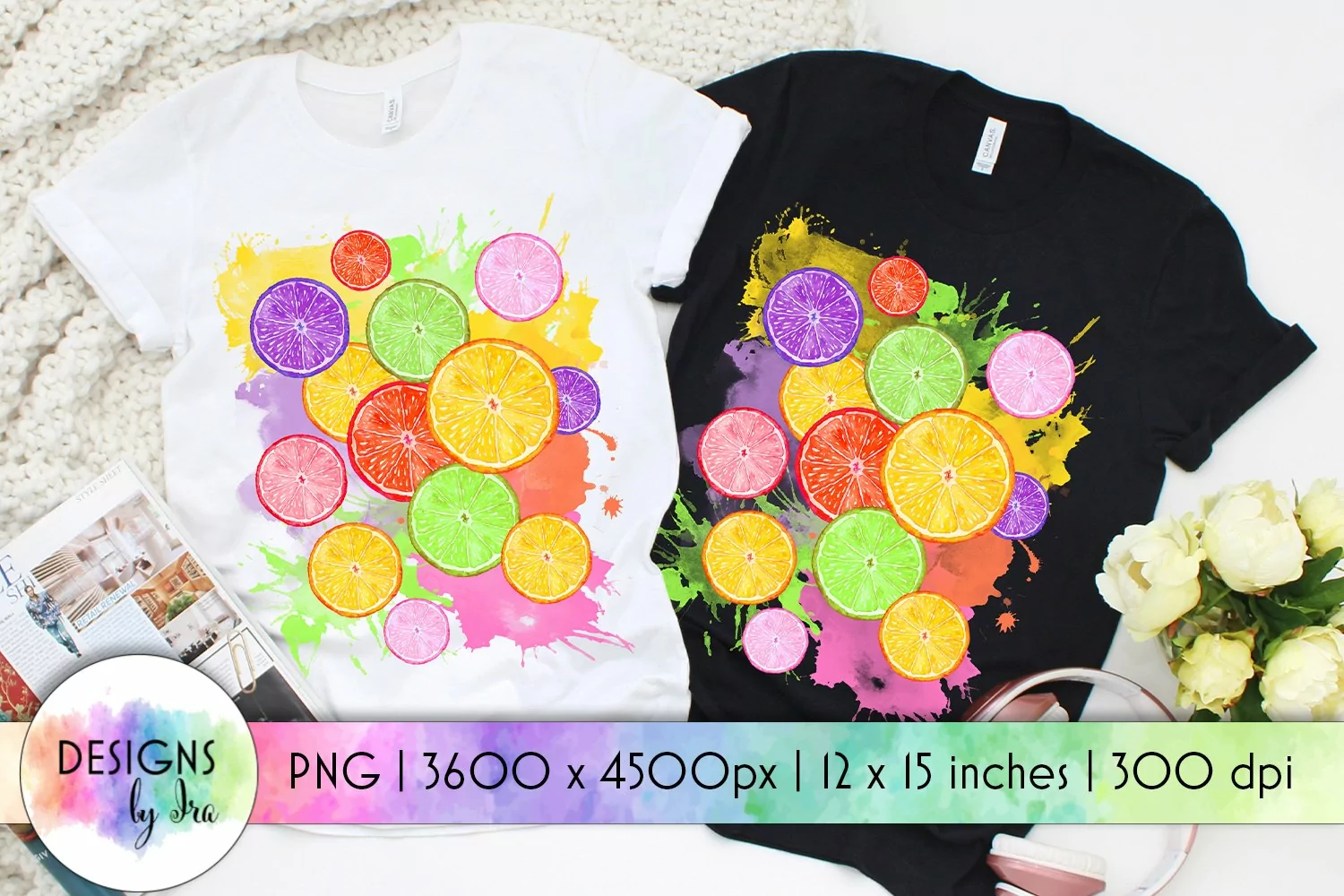 Summer Sublimation | Rainbow Color Splash | Orange Slice product image 1